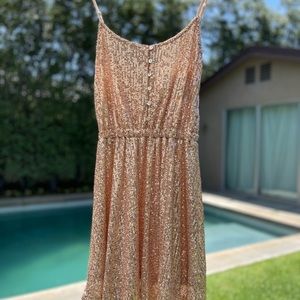 Mello Day brand sequin dress from Nordstrom. Gold/light copper. Above knee. NWT